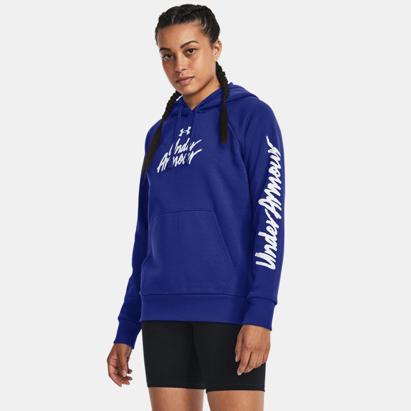 Women's  Under Armour  Rival Fleece Graphic Hoodie Royal / White XS
